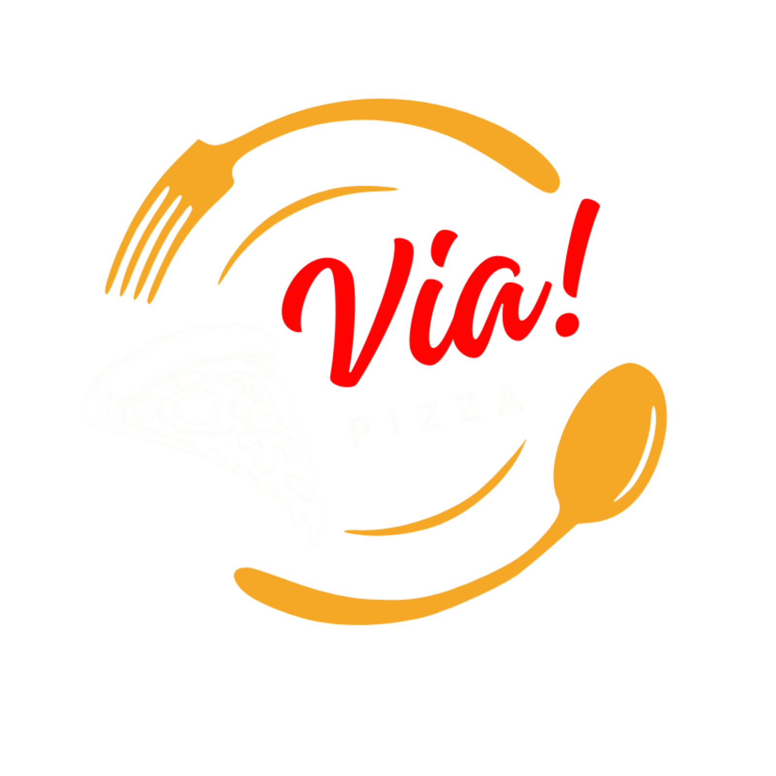 Logo Via Pizza na czarnym tle